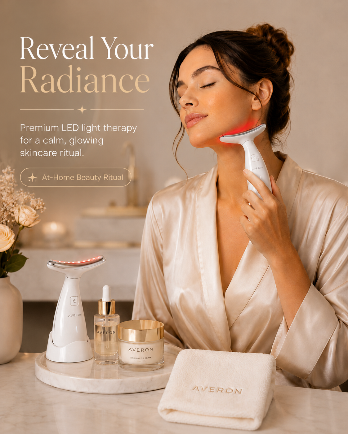 LED Neck & Face Care Massager 3-Color  with EMS Microcurrent Photon Therapy