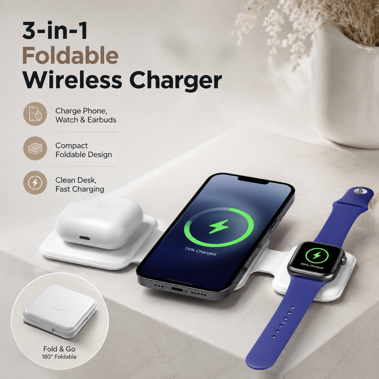 3-in-1 Magnetic Foldable Wireless Charging Station