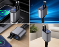 100W Multi-Port Fast-Charging Car Adapter with Built-In Cables